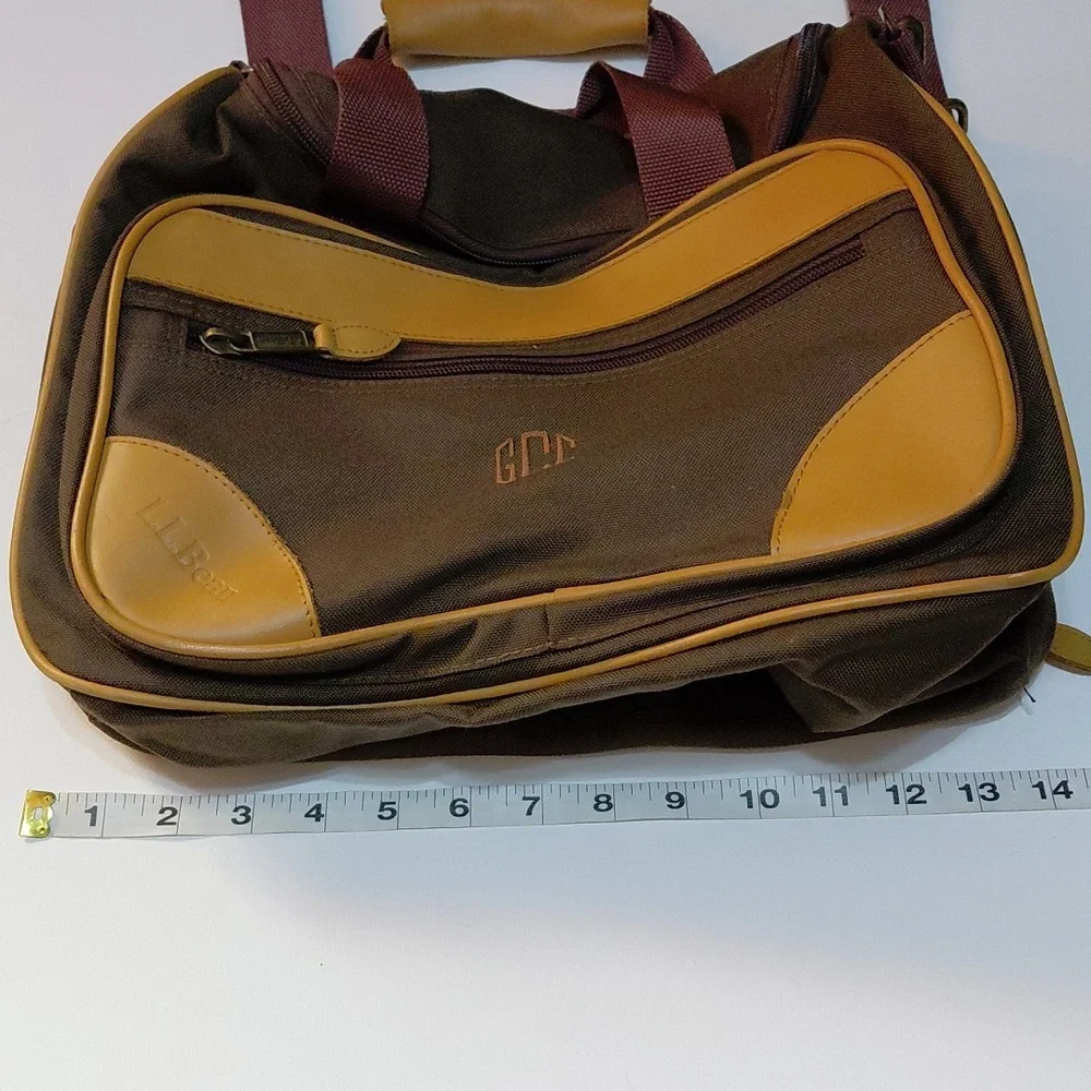 L.L. BEAN Vintage Canvas Travel Bag with Leather Trim